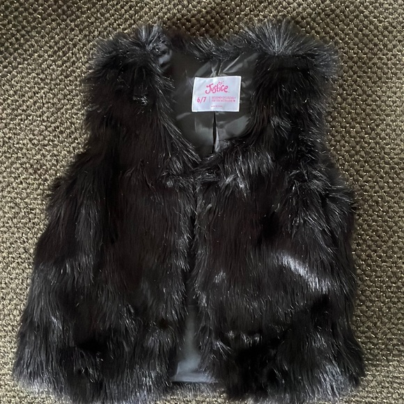 Justice Jackets & Coats Justice Size 67 Faux Fur Black Vest Poshmark